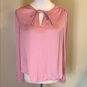 Banana Republic Silky Pink Tie-Neck Blouse